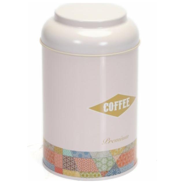 Ø105 x 150 mm  Round Metal Tin – 1.2L with Dome Lid Patchwork  Pattern Pink Background