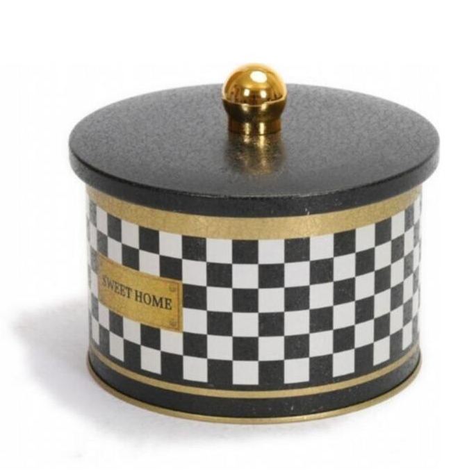 Ø140x100 mm Metal Round Canister Knob Handle 1.3L Checkerboard