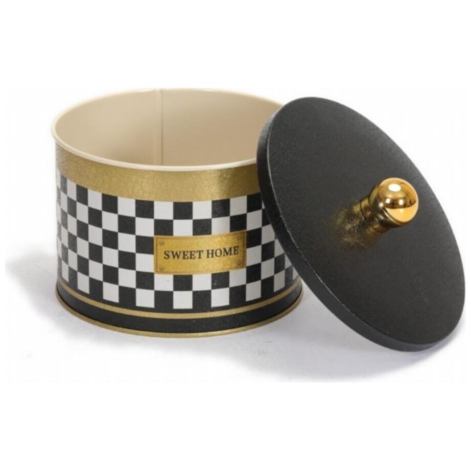 Ø140x100 mm Metal Round Canister Knob Handle 1.3L Checkerboard