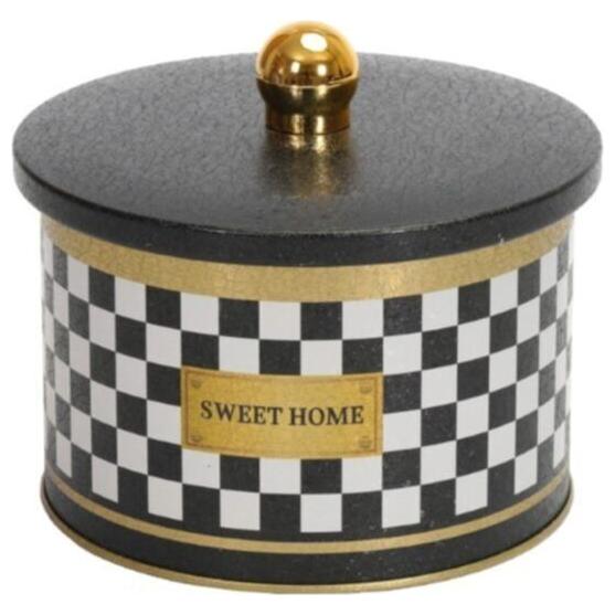 Ø140x100 mm Metal Round Canister Knob Handle 1.3L Checkerboard