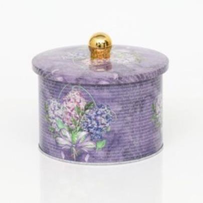 Ø140x100 mm Metal Round Canister Knob Handle 1.3L Flower Purple
