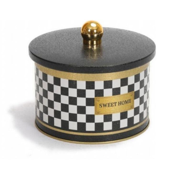 Ø140x100 mm  Metal Round Canister Knob Handle 1.3L  Checkerboard