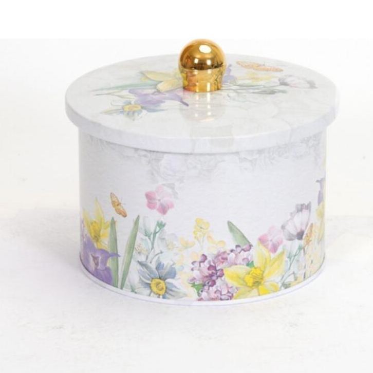 Ø140x100 mm  Metal Round Canister Knob Handle 1.3L Flower Gray