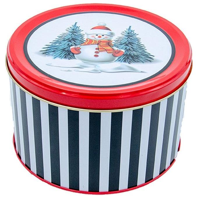  Ø175x110 mm Round Metal Canister 2.5L Line Black Snowman