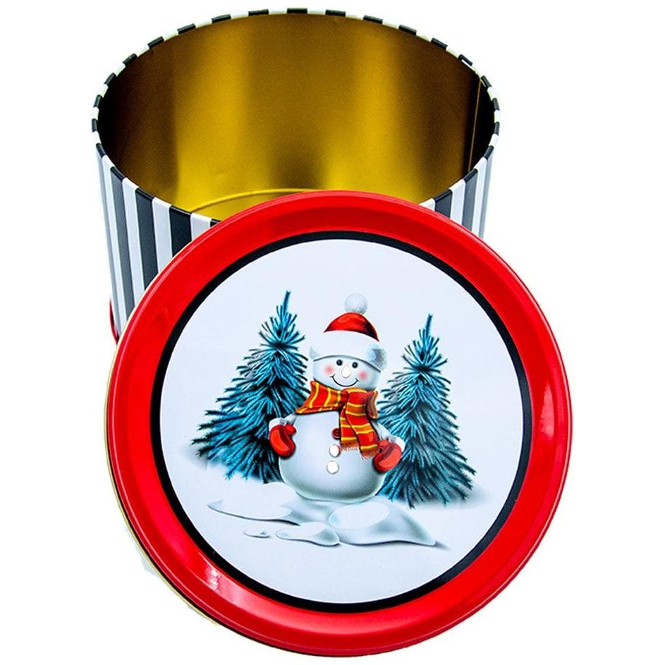  Ø175x110 mm Round Metal Canister 2.5L Line Black Snowman