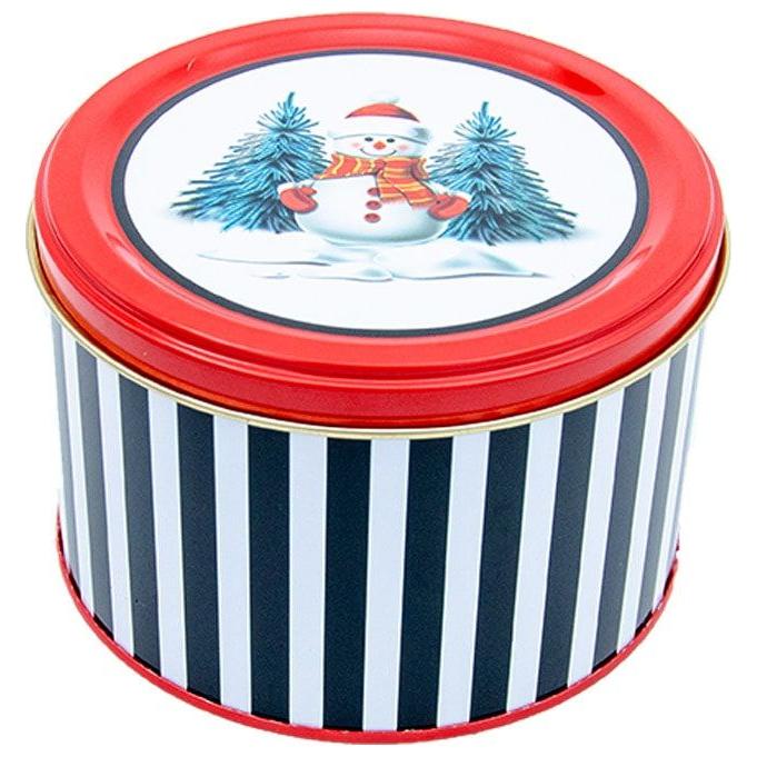  Ø175x110 mm Round Metal Canister 2.5L Line Black Snowman