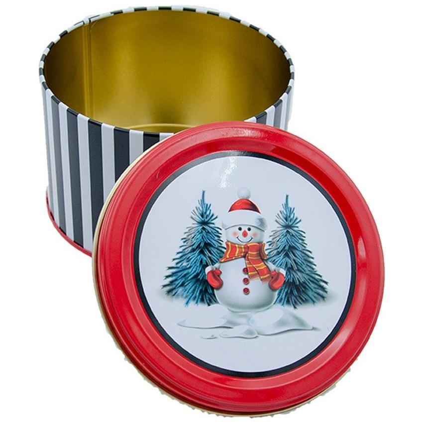  Ø175x110 mm Round Metal Canister 2.5L Line Black Snowman