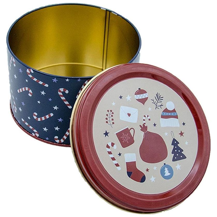 Ø175x110 mm Round Metal Canister 2.5L Dark Blue New Year