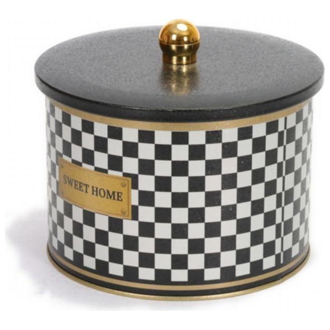 Ø175x130 mm Metal Round Canister 2.9L Knob Handle Checkerboard