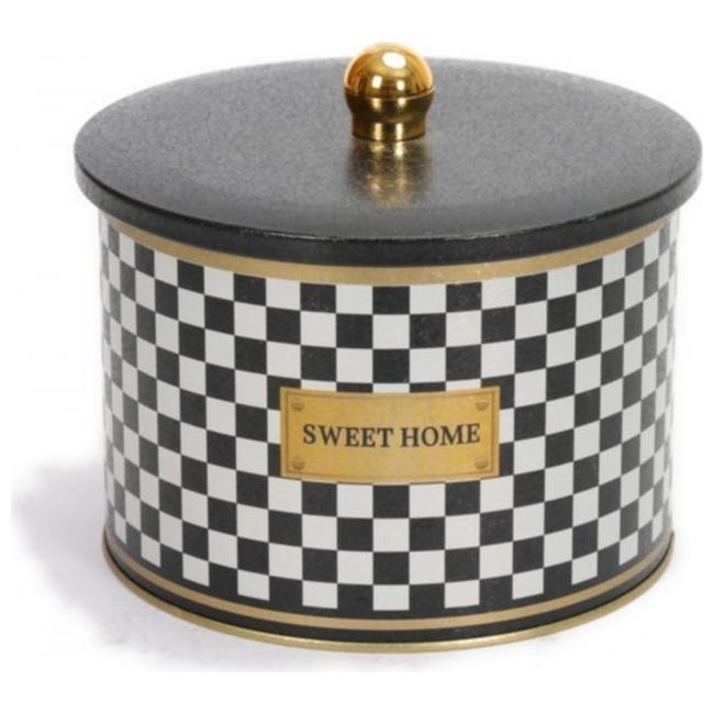 Ø175x130 mm Metal Round Canister 2.9L Knob Handle  Checkerboard