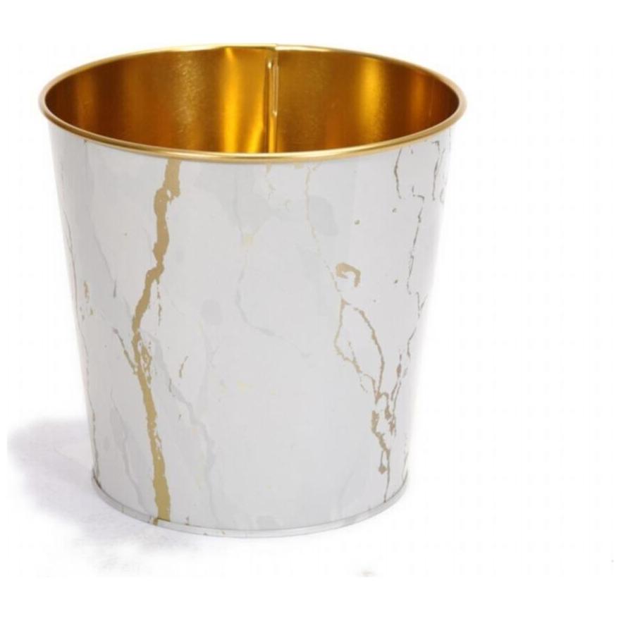 Ø175x170 mm Metal Popcorn Bucket 2.6L Marble White