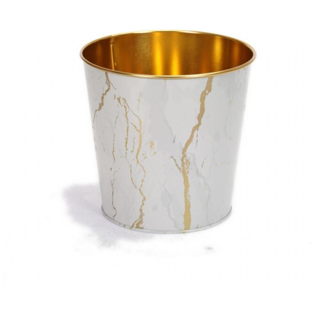 Ø175x170 mm Metal Popcorn Bucket 2.6L Marble White