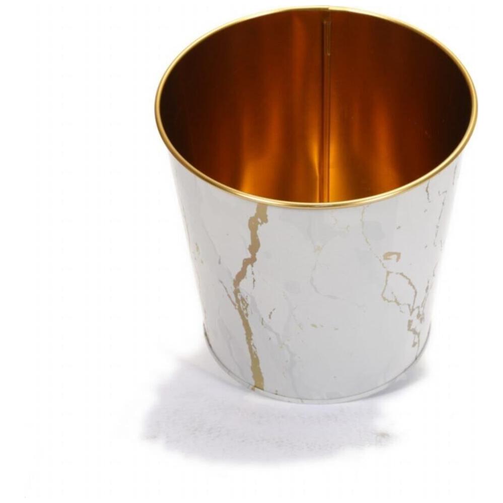 Ø175x170 mm Metal Popcorn Bucket 2.6L Marble White