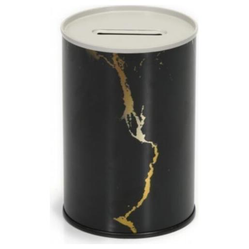Metal Roud Coin Bank – Ø73x110 mm 0.3L Marble Black