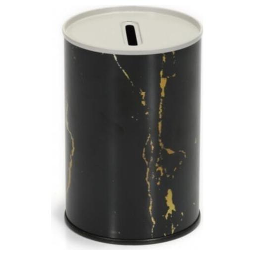 Metal Roud Coin Bank – Ø73x110 mm 0.3L Marble Black