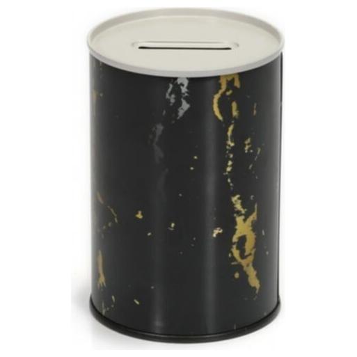 Metal Roud Coin Bank – Ø73x110 mm 0.3L Marble Black