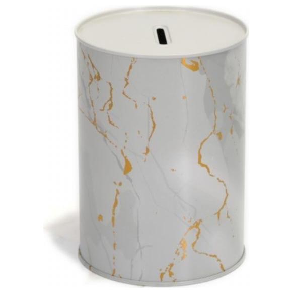 Metal Roud Coin Bank –Ø105x150 mm , 1.1L Marble White