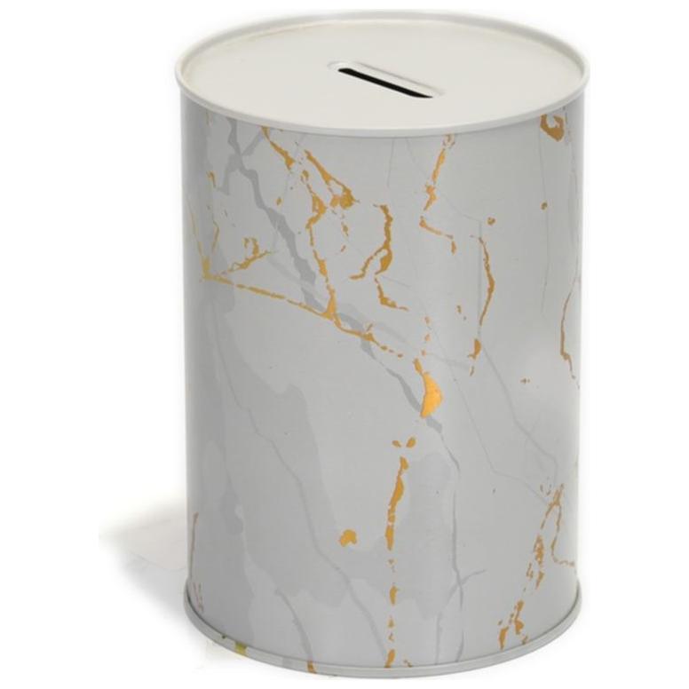 Metal Roud Coin Bank –Ø105x150 mm , 1.1L Marble White