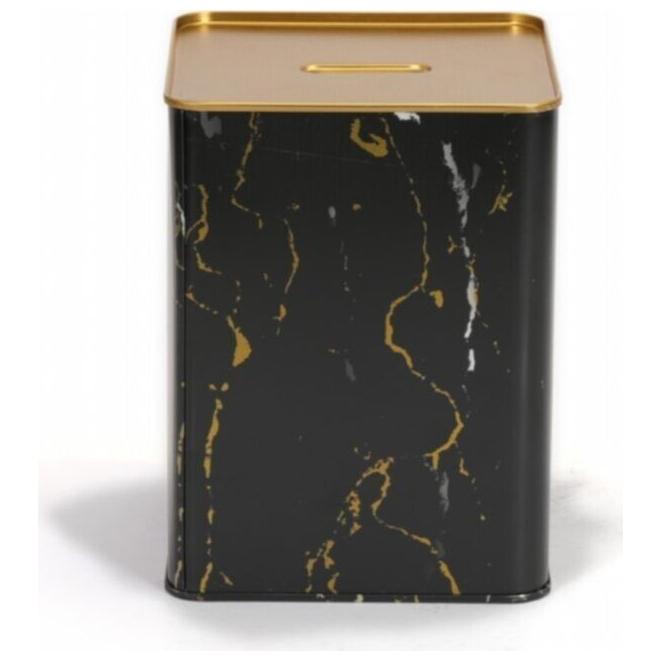 Metal Square Coin Bank 105x105x140 mm 1.4L Marble Black