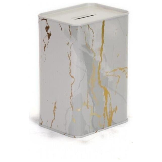 Rectangular Coin Bank 75x100x150 mm 1L Marble White