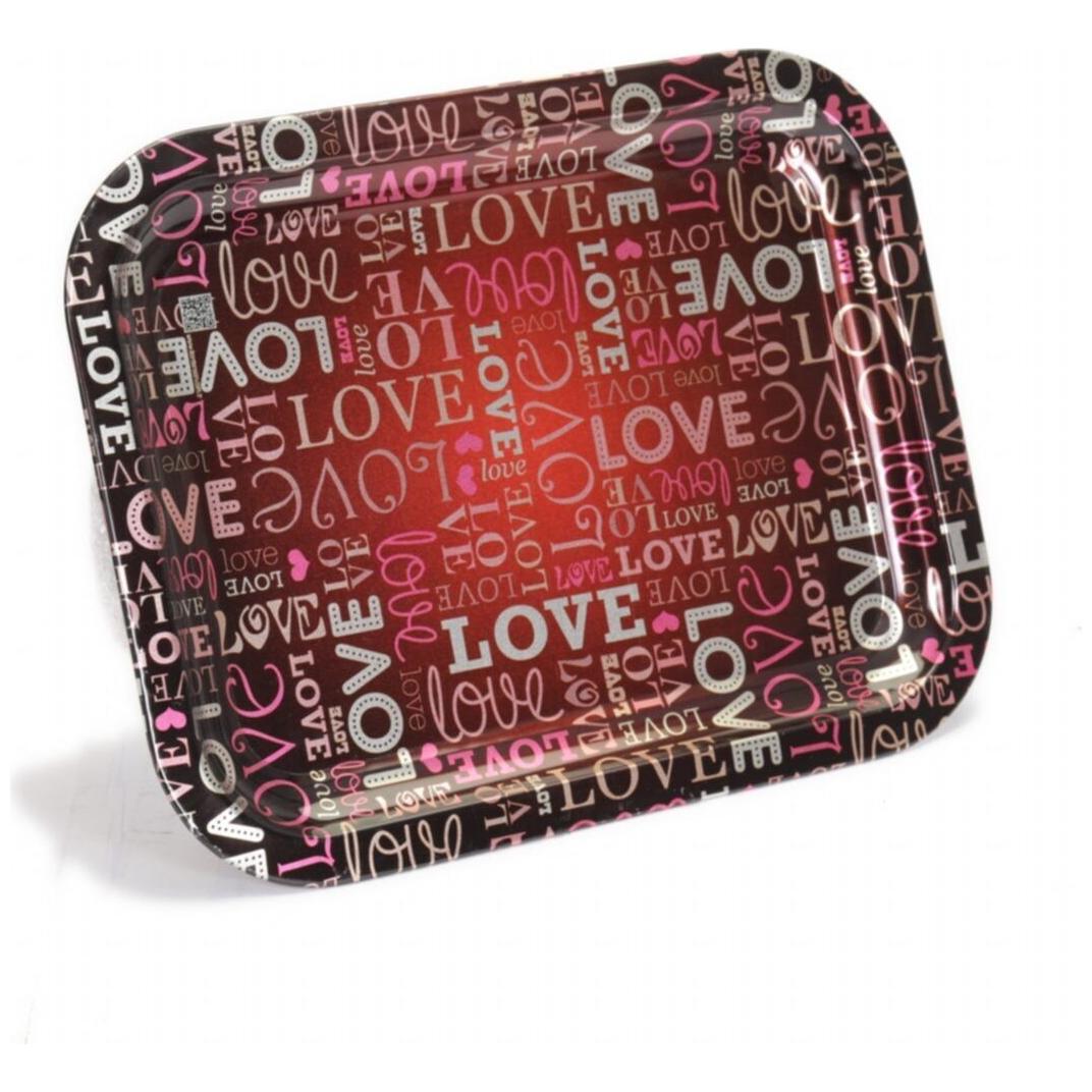 233x307 mm Metal Rectangular Tray Red Love