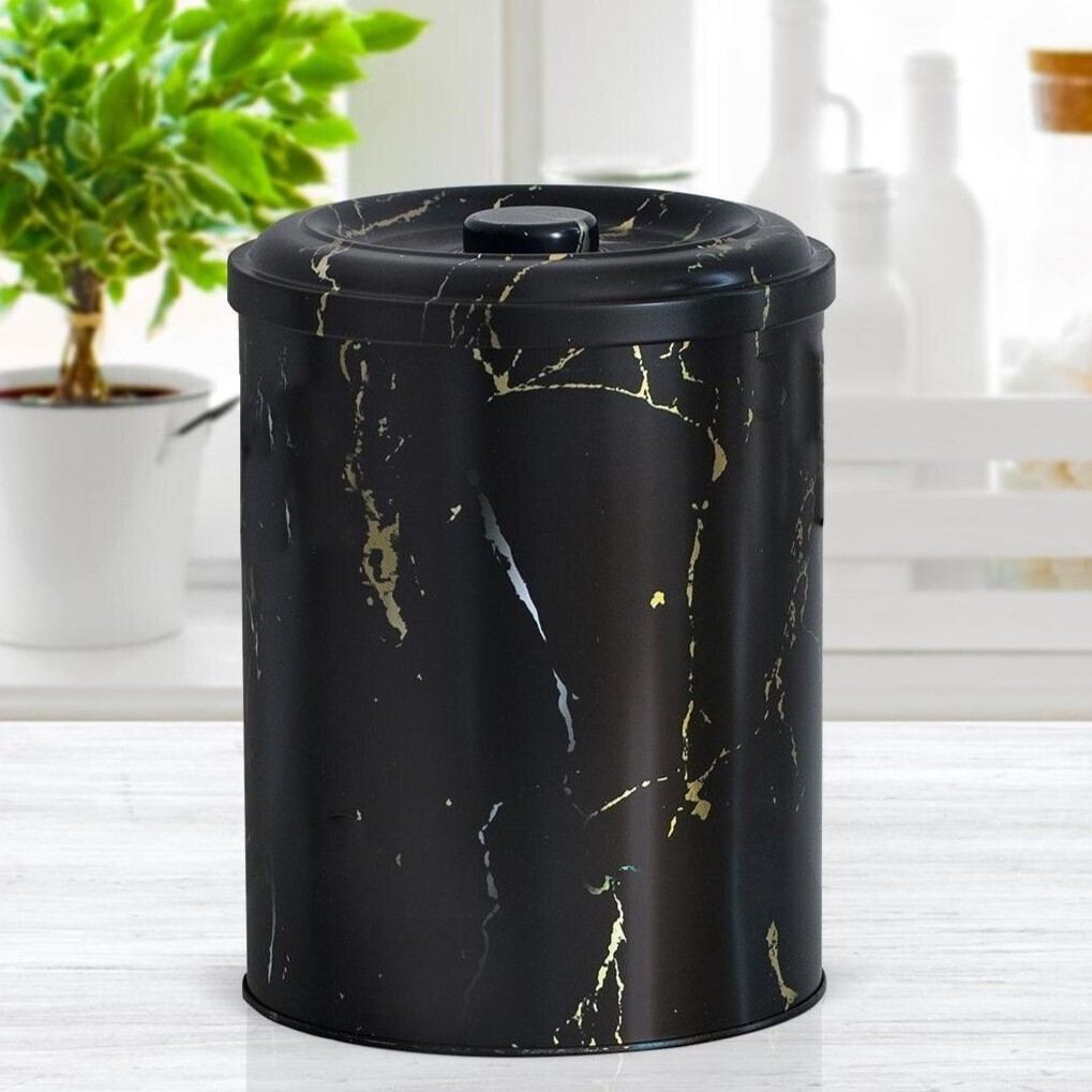  Ø140x180mm  Metal Storage Bin  2.5L Marble Black