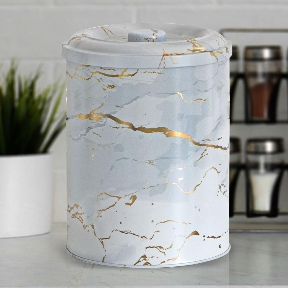  Ø140x180mm  Metal Storage Bin  2.5L Marble White