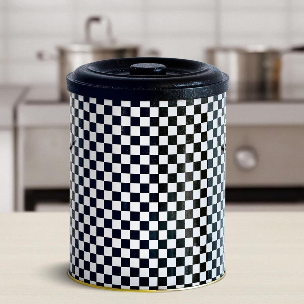  Ø140x180mm  Metal Storage Bin  2.5L  Checkerboard
