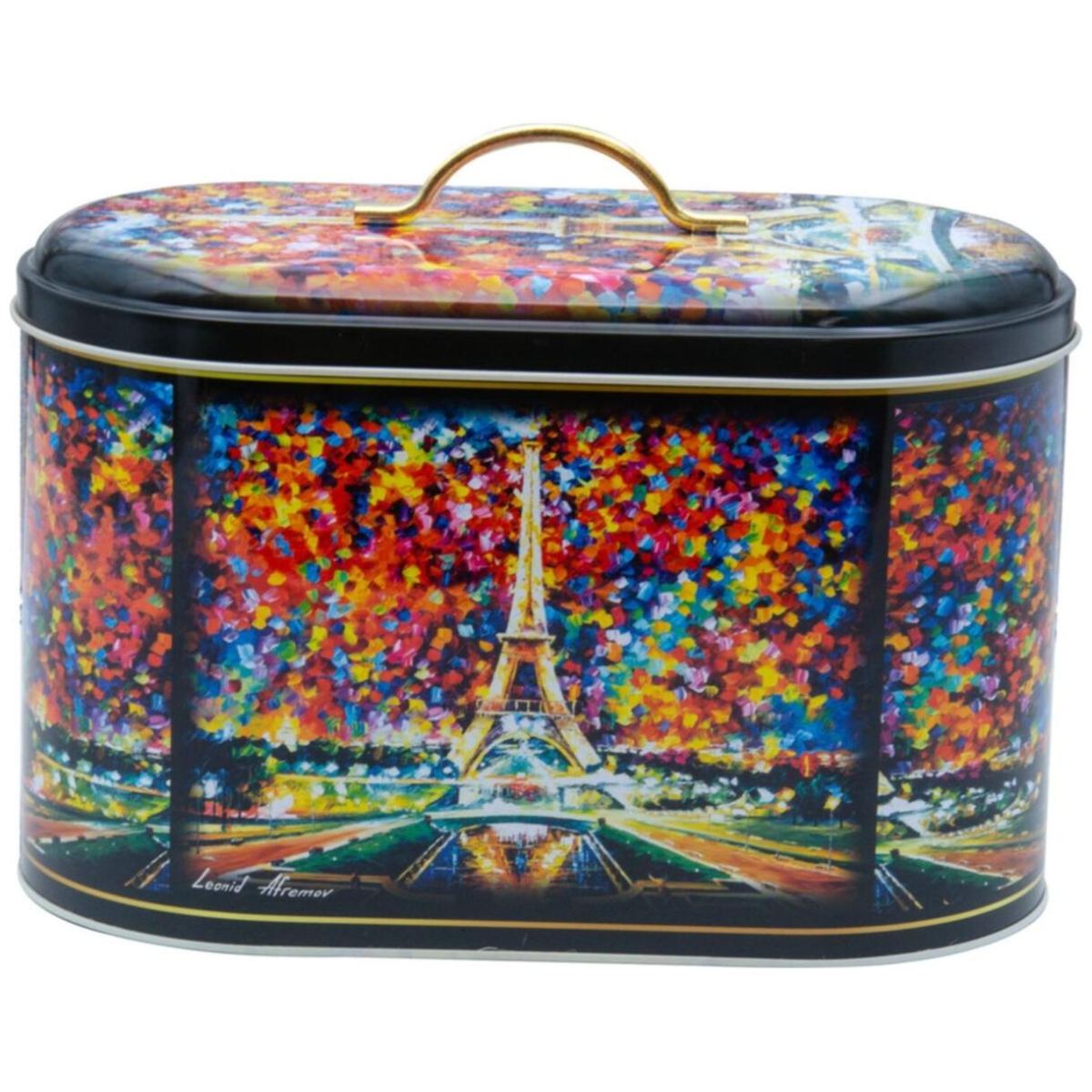 7 Pcs Round Tin Box Kitchen Set Dome Lid Afremov Paris Afremov Design