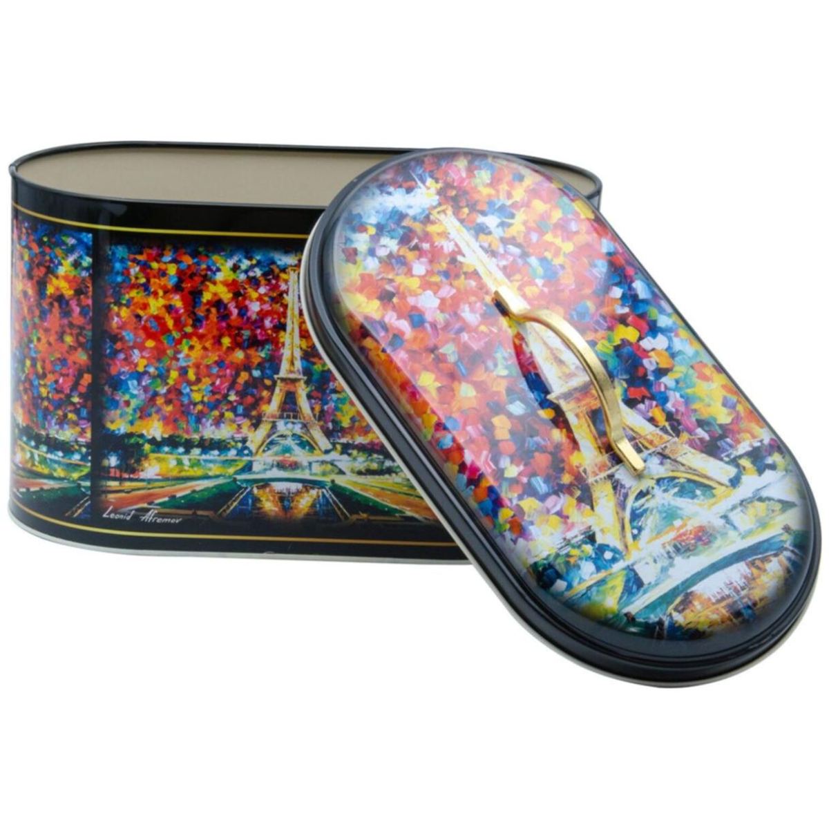 7 Pcs Round Tin Box Kitchen Set Dome Lid Afremov Paris Afremov Design