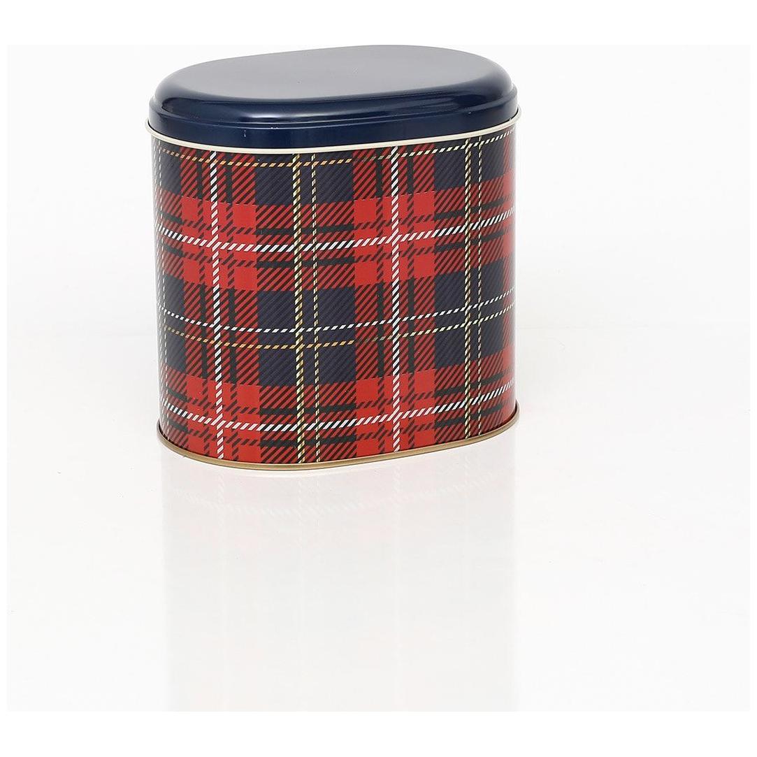 3 Pcs Round Tin Box Kitchen Set Dome Lid Plaid Plaid Design