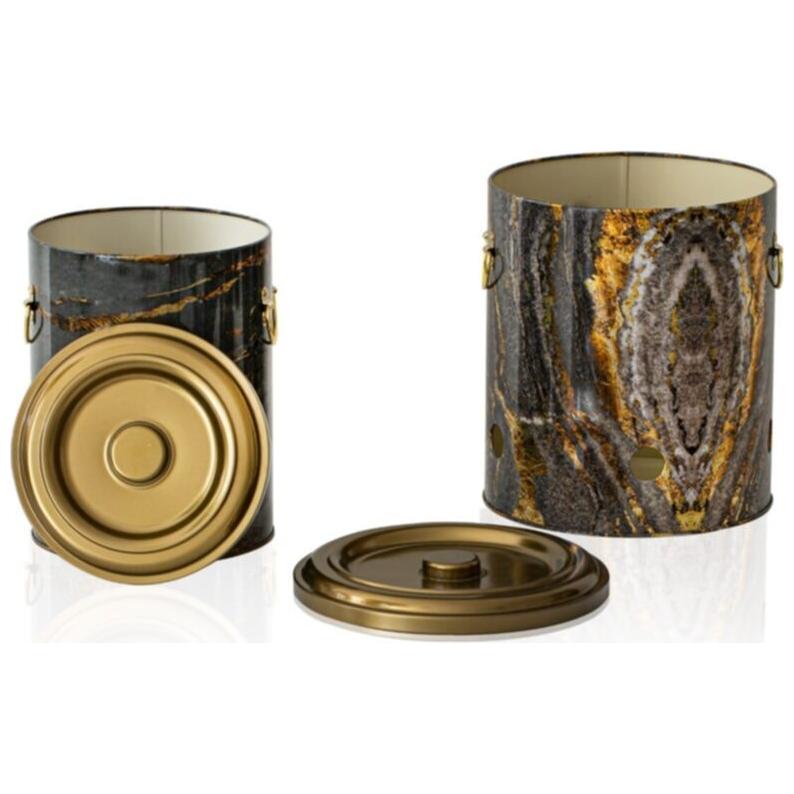 Metal Potato & Onion Storage Bin Set Ø225x240 mm (2 Pcs ) Rock and Gold Rock and Gold Design