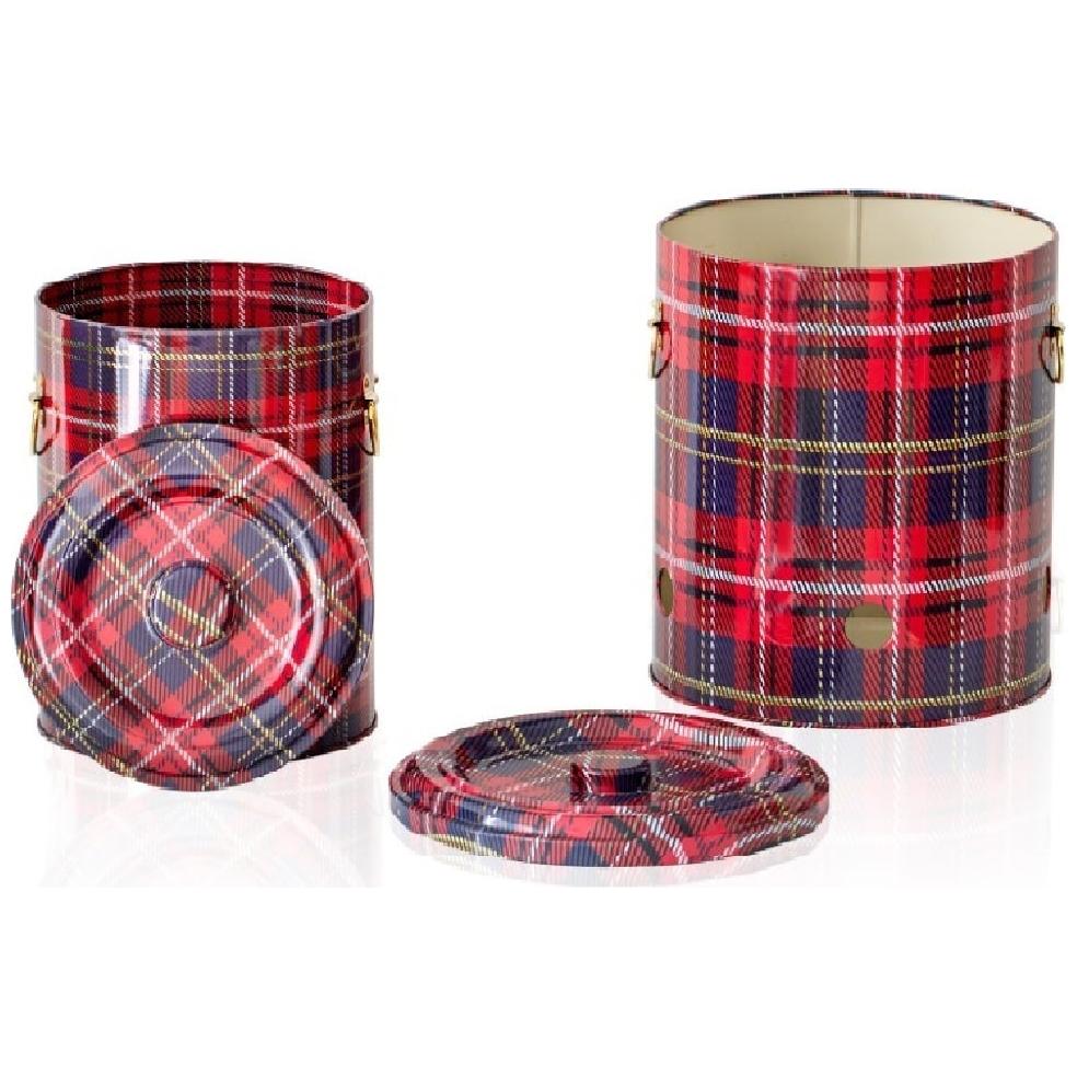 Metal Potato & Onion Storage Bin Set Ø225x240 mm (2 Pcs ) Plaid Plaid Design