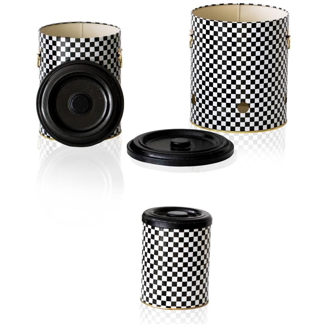 Triple Metal Bin Set for Potato Onion and Garlic (3 Pcs) Checkerboard Checkers Design