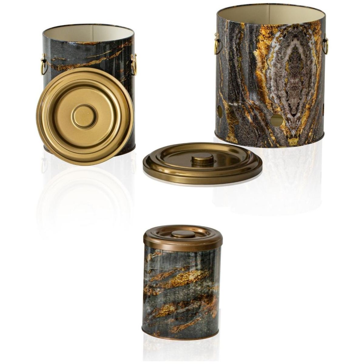 Triple Metal Bin Set for Potato Onion and Garlic  (3 Pcs)  Rock and Gold Rock and Gold Design