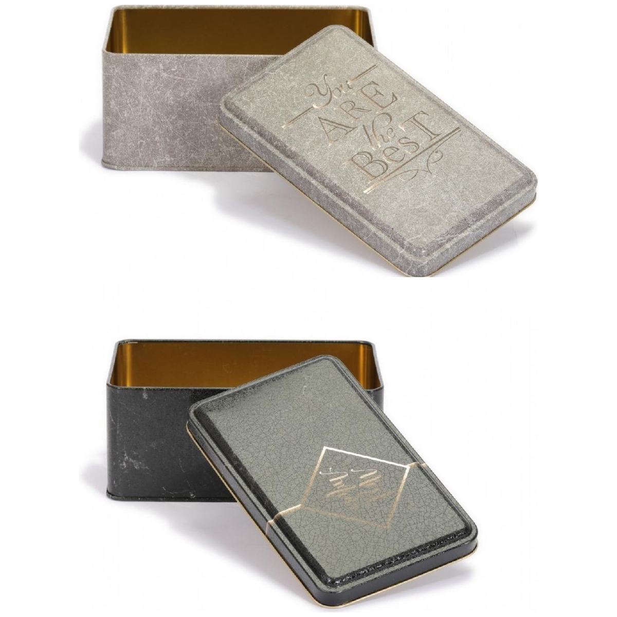 Rectangular Metal Tin Box Set 115x190x80 ( 2 pcs ) Marble Sanabella Design