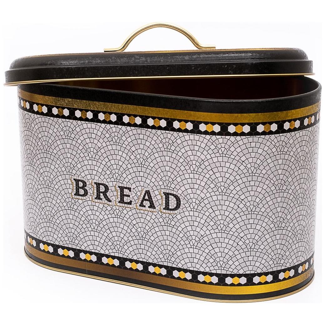 178 x 338 x 200 mm Metal Bread Box Metal Handle 9.8L Geometric Mosaic Pattern