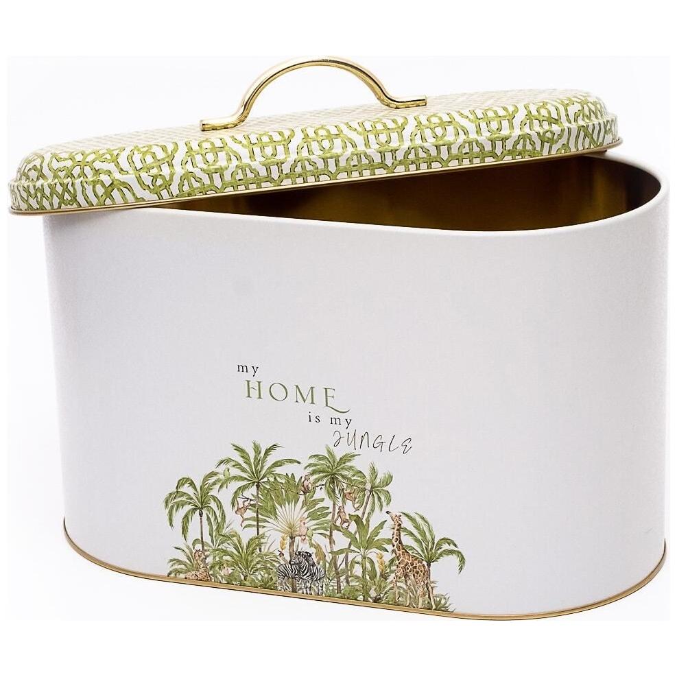 178 x 338 x 200 mm Metal Bread Box Metal Handle 9.8L Tropical Jungle – A Lush Paradise of Nature & Wildlife