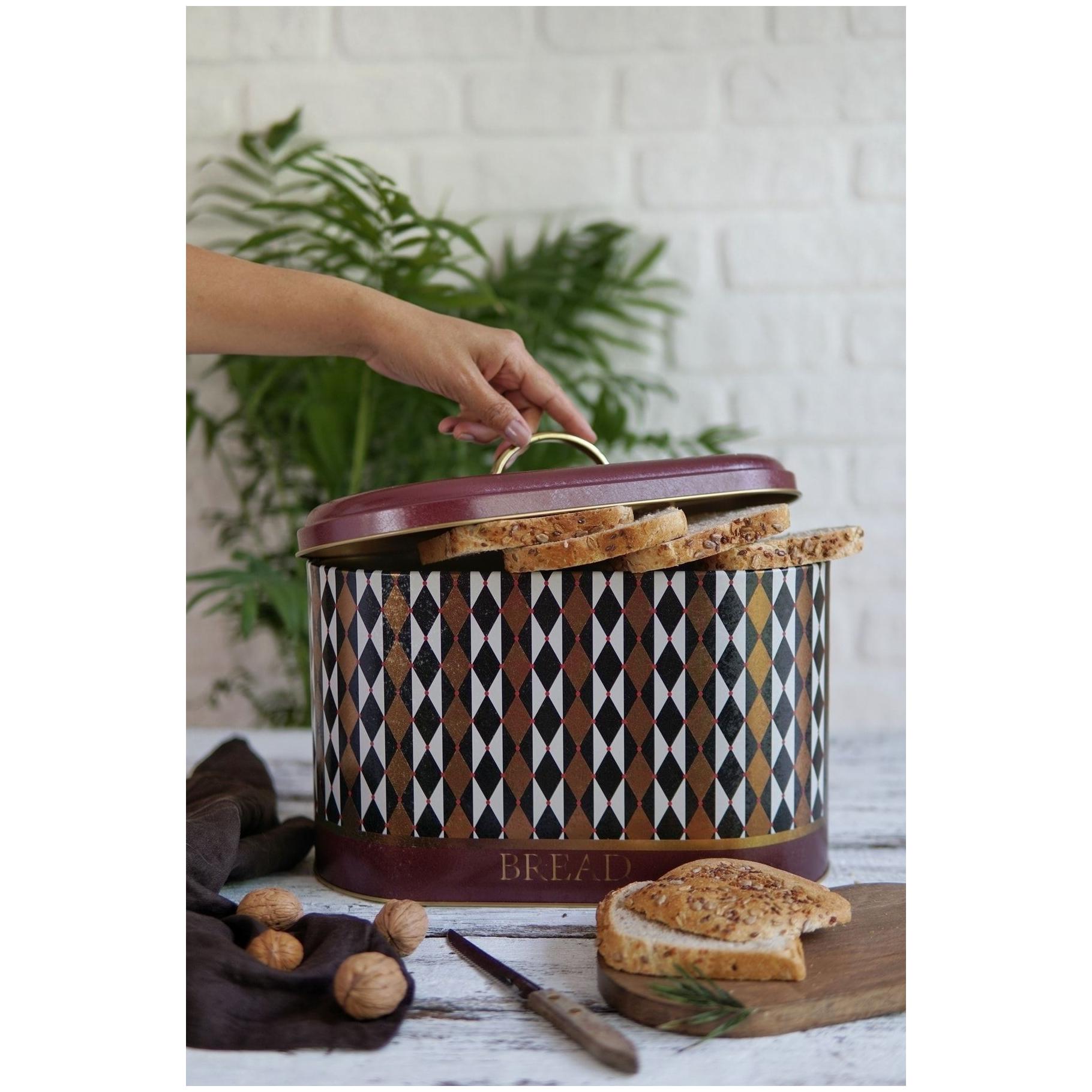 178 x 338 x 200 mm Metal Bread Box Metal Handle 9.8L Vintage Circus Elegance