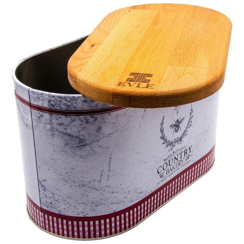 178 x 338 x 200 mm Metal Bread Box  9.8L Wooden Lid vintage Bee &amp; Laurel Elegance 
