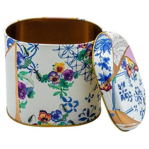 Oval Metal Tin – 140 x 120 x 130 mm (1.4L) Kintsugi Gold vein Rose