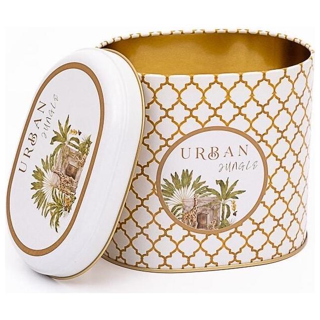 Oval Metal Tin – 140 x 120 x 130 mm (1.4L) Tropical Jungle – A Lush Paradise of Nature & Wildlife