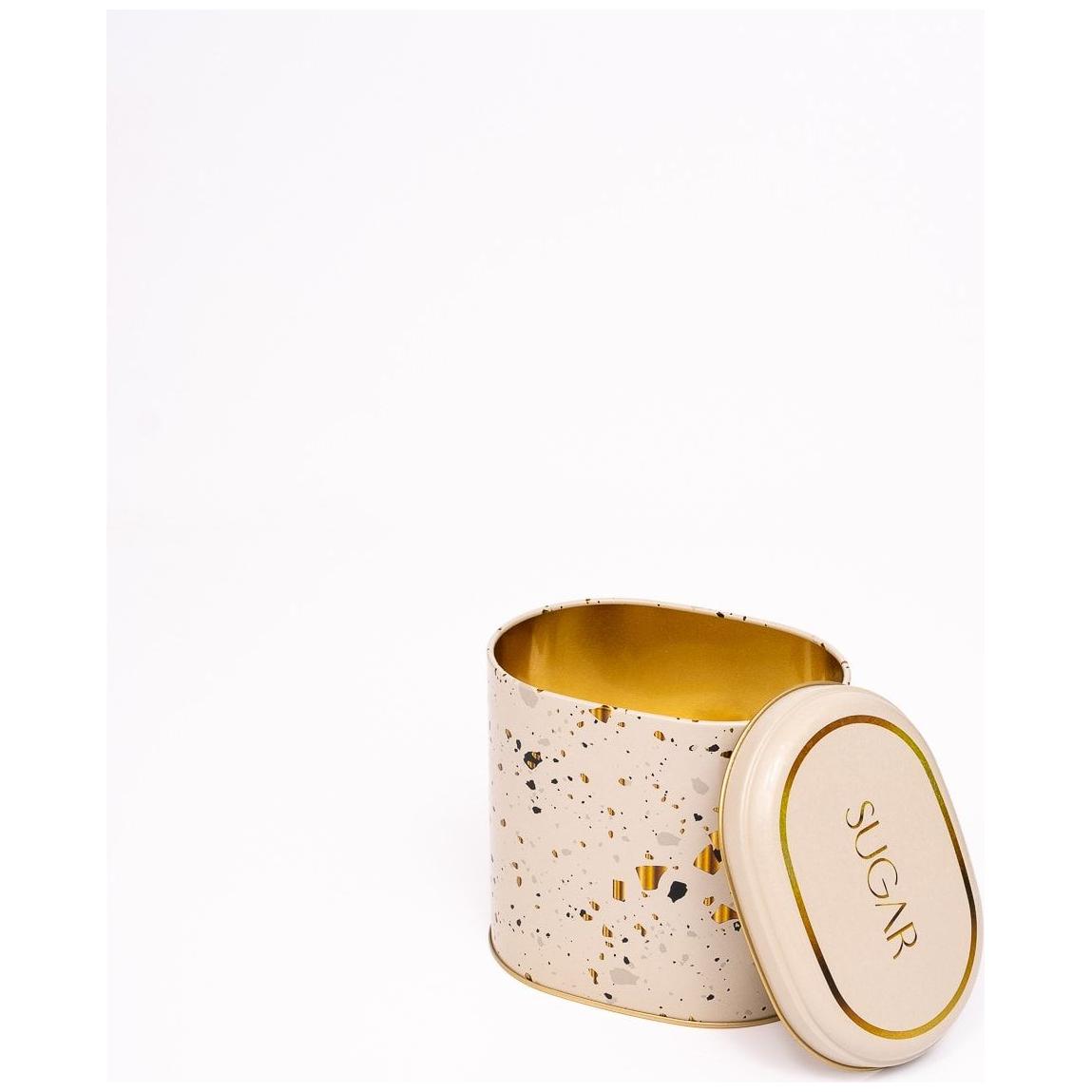 Oval Metal Tin – 140 x 120 x 130 mm (1.4L) Terrazzo Cream