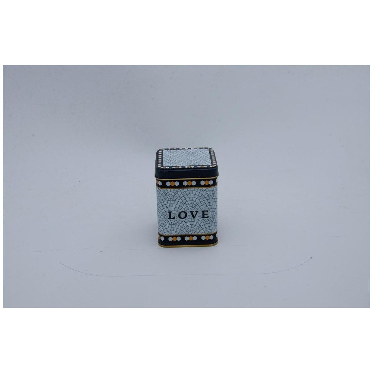 75x75x102 mm Square Metal Box 0.5L slip Lid Geometric Mosaic Pattern