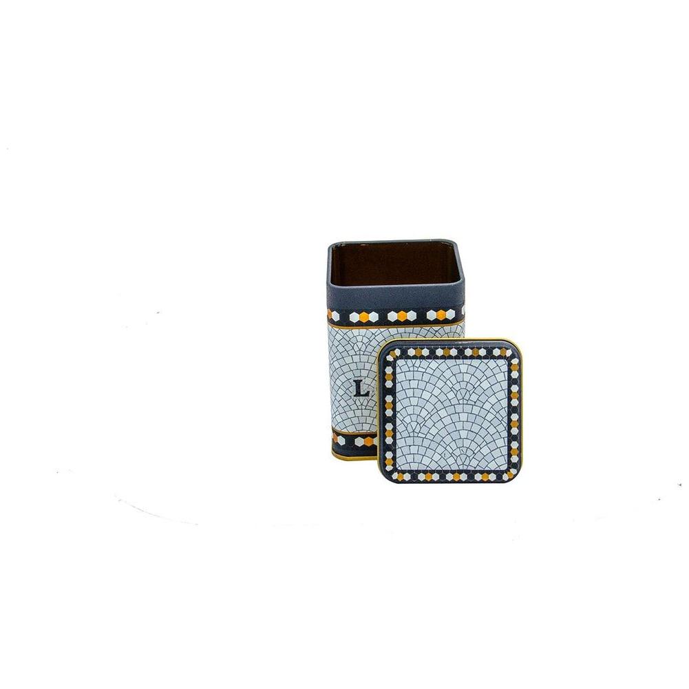 75x75x102 mm Square Metal Box 0.5L slip Lid Geometric Mosaic Pattern