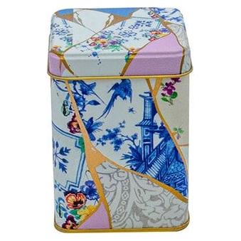 75x75x102 mm Square Metal Box 0.5L slip Lid Kintsugi Gold vein Rose 