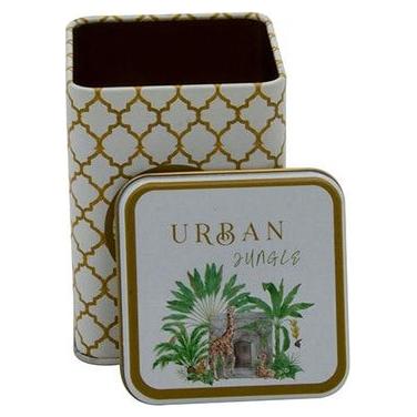 75x75x102 mm Square Metal Box 0.5L slip Lid Tropical Jungle – A Lush Paradise of Nature & Wildlife