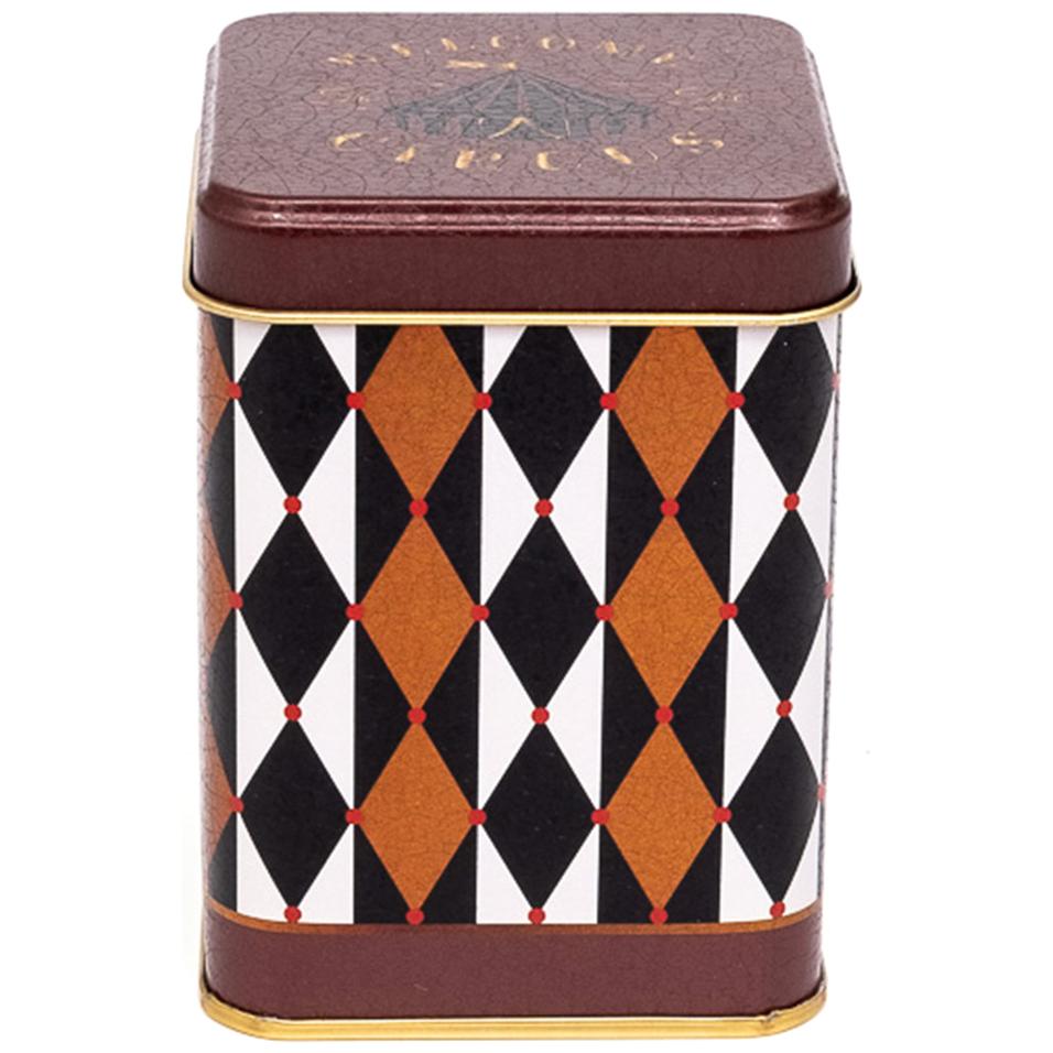 75x75x102 mm Square Metal Box 0.5L slip Lid Vintage Circus Elegance
