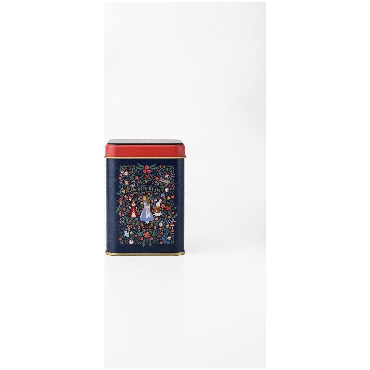 75x75x102 mm Square Metal Box 0.5L slip Lid Alice in Wonderland