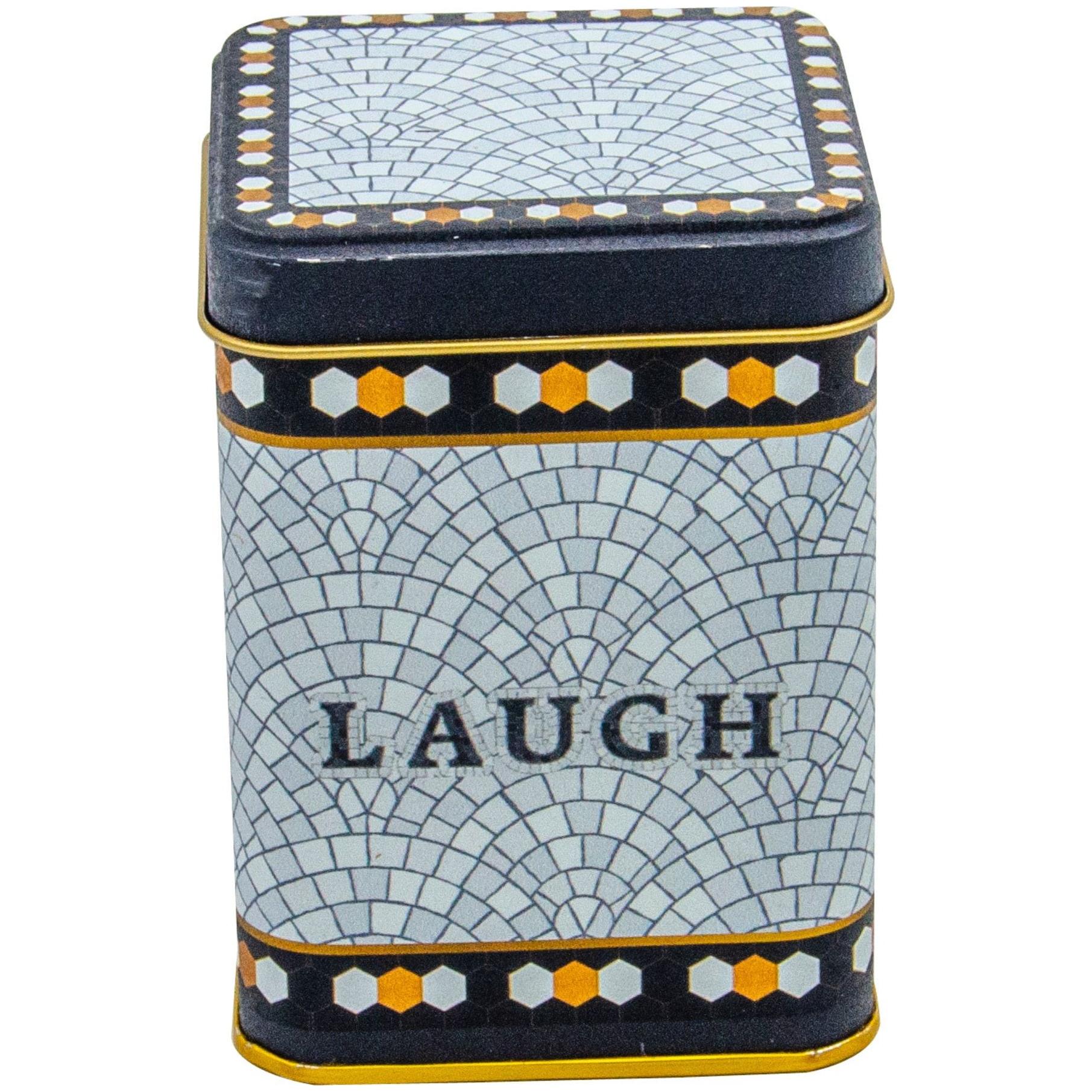 75x75x102 mm Square Metal Box 0.5L slip Lid Geometric Mosaic Pattern